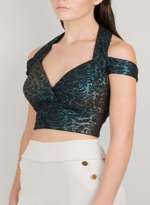 MADOLA-THE-LABEL - ALANA CROP TOP. Luxurious fabric which hugs the body, attached cups. Designed in Australia.
