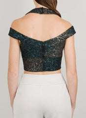 MADOLA-THE-LABEL - ALANA CROP TOP. Luxurious fabric which hugs the body, attached cups. Designed in Australia.