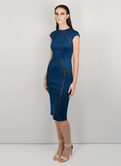MADOLA-THE-LABEL - VALENTINA DRESS. Intricate lattice trim detailing front/back, body-hugging, fully lined. Designed in Australia.